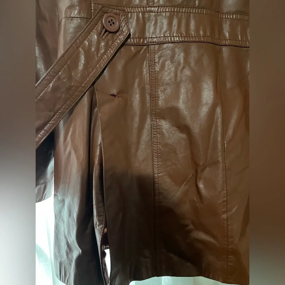 Martini Cognac Brown Leather Jacket with Removable Faux Fur Lining - Picture 11 of 16